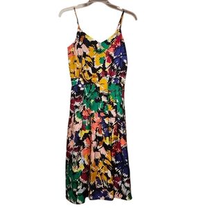 J. Crew Colorful Abstract Midi Silk Dress - 00 Spring Party Date Night